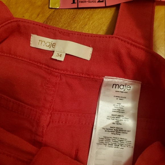 Maje Rira Red Denim Overall Style Button Down Mini Dress size XS. - Picture 7 of 14